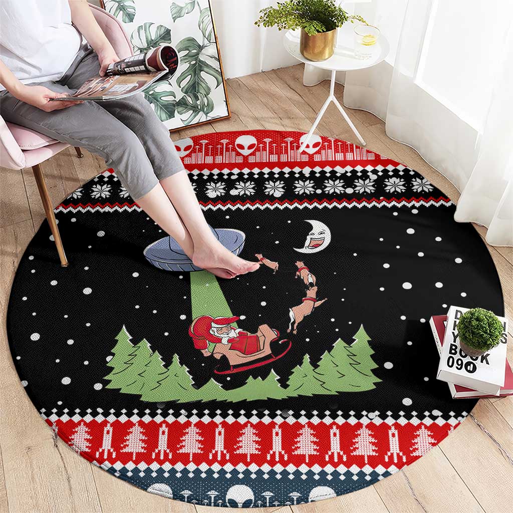 Alien Christmas Round Carpet Xmas Holiday Patterns - Wonder Print Shop