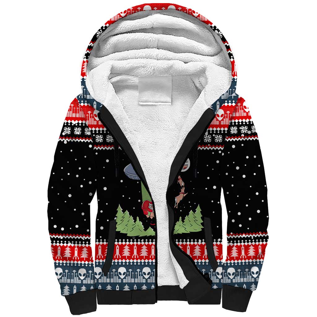 Alien Christmas Sherpa Hoodie Xmas Holiday Patterns - Wonder Print Shop