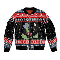 Alien Christmas Sleeve Zip Bomber Jacket Xmas Holiday Patterns - Wonder Print Shop