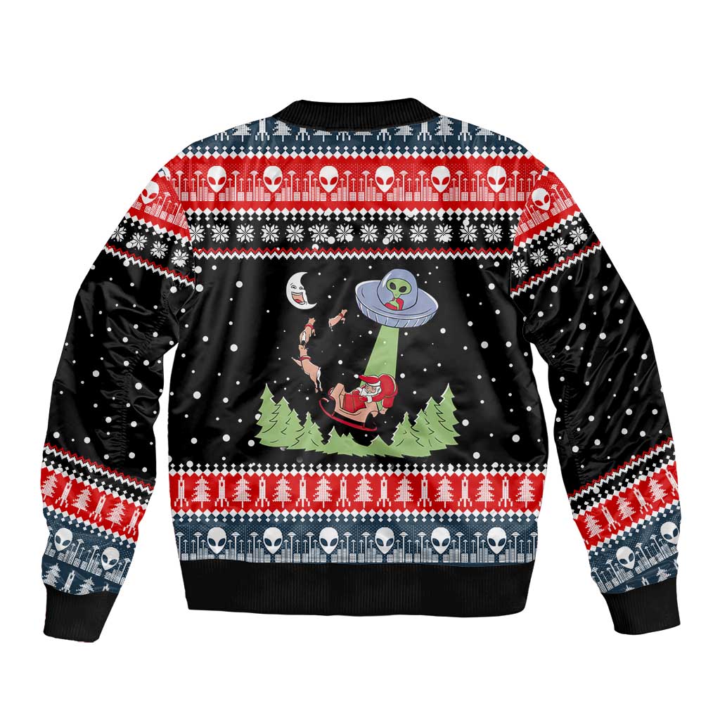 Alien Christmas Sleeve Zip Bomber Jacket Xmas Holiday Patterns - Wonder Print Shop