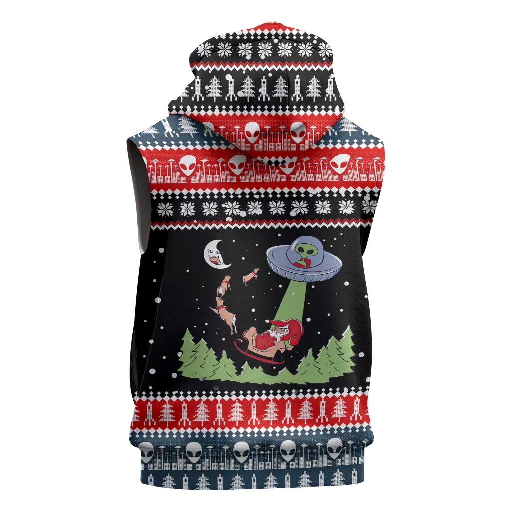 Alien Christmas Sleeveless Hoodie Xmas Holiday Patterns - Wonder Print Shop