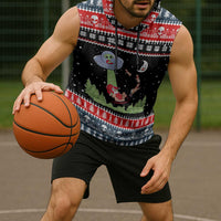 Alien Christmas Sleeveless Hoodie Xmas Holiday Patterns - Wonder Print Shop
