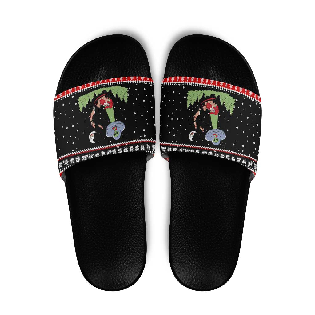 Alien Christmas Slide Sandals Xmas Holiday Patterns - Wonder Print Shop