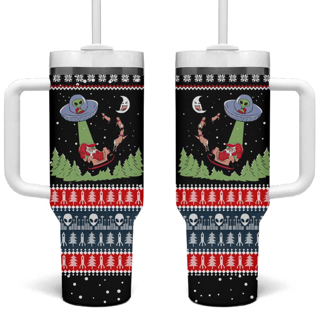 Alien Christmas Tumbler With Handle Xmas Holiday Patterns - Wonder Print Shop