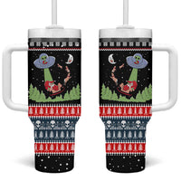 Alien Christmas Tumbler With Handle Xmas Holiday Patterns - Wonder Print Shop