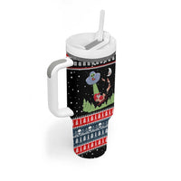 Alien Christmas Tumbler With Handle Xmas Holiday Patterns - Wonder Print Shop
