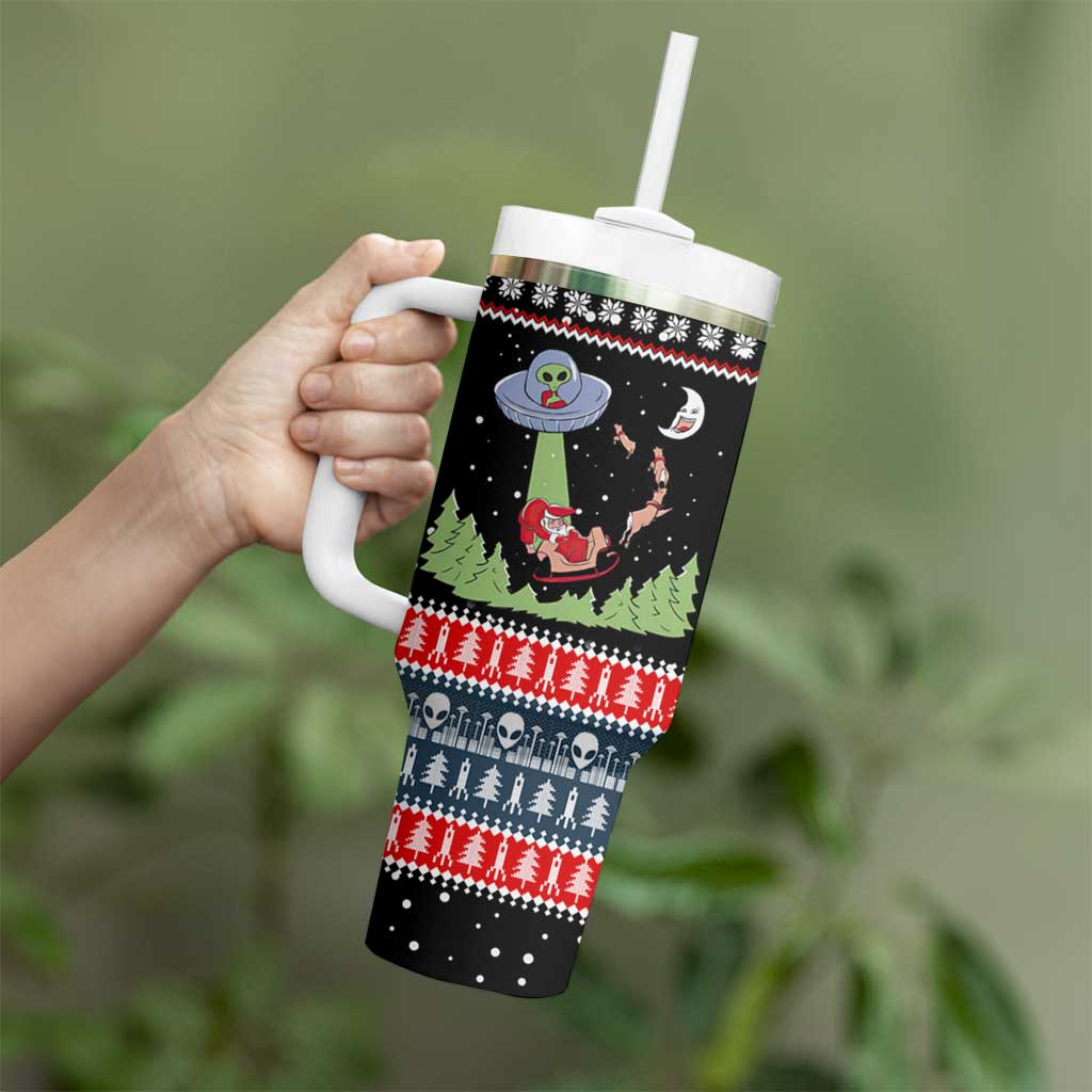 Alien Christmas Tumbler With Handle Xmas Holiday Patterns - Wonder Print Shop