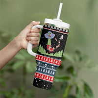 Alien Christmas Tumbler With Handle Xmas Holiday Patterns - Wonder Print Shop