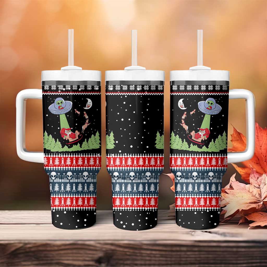 Alien Christmas Tumbler With Handle Xmas Holiday Patterns - Wonder Print Shop