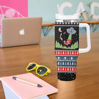Alien Christmas Tumbler With Handle Xmas Holiday Patterns - Wonder Print Shop
