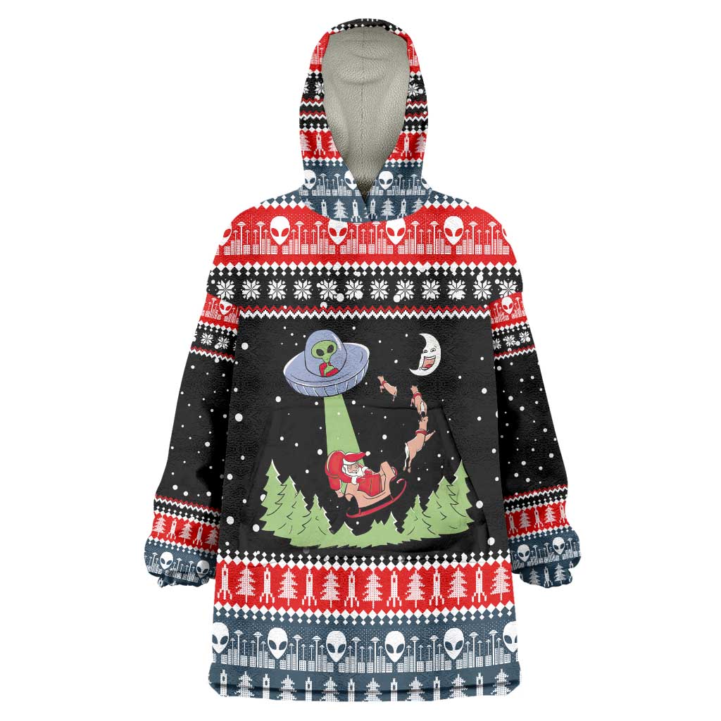 Alien Christmas Wearable Blanket Hoodie Xmas Holiday Patterns - Wonder Print Shop