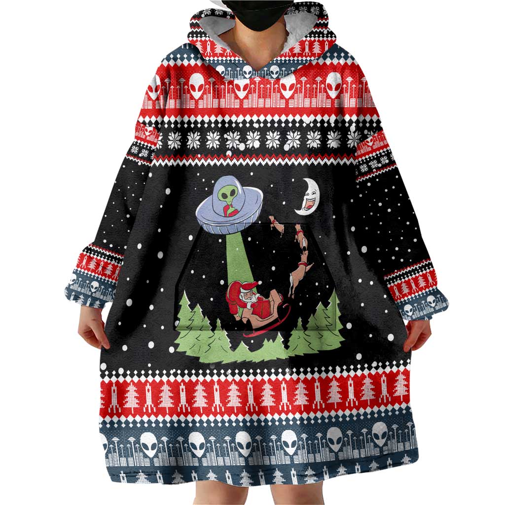 Alien Christmas Wearable Blanket Hoodie Xmas Holiday Patterns - Wonder Print Shop