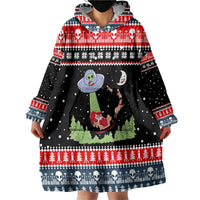 Alien Christmas Wearable Blanket Hoodie Xmas Holiday Patterns - Wonder Print Shop