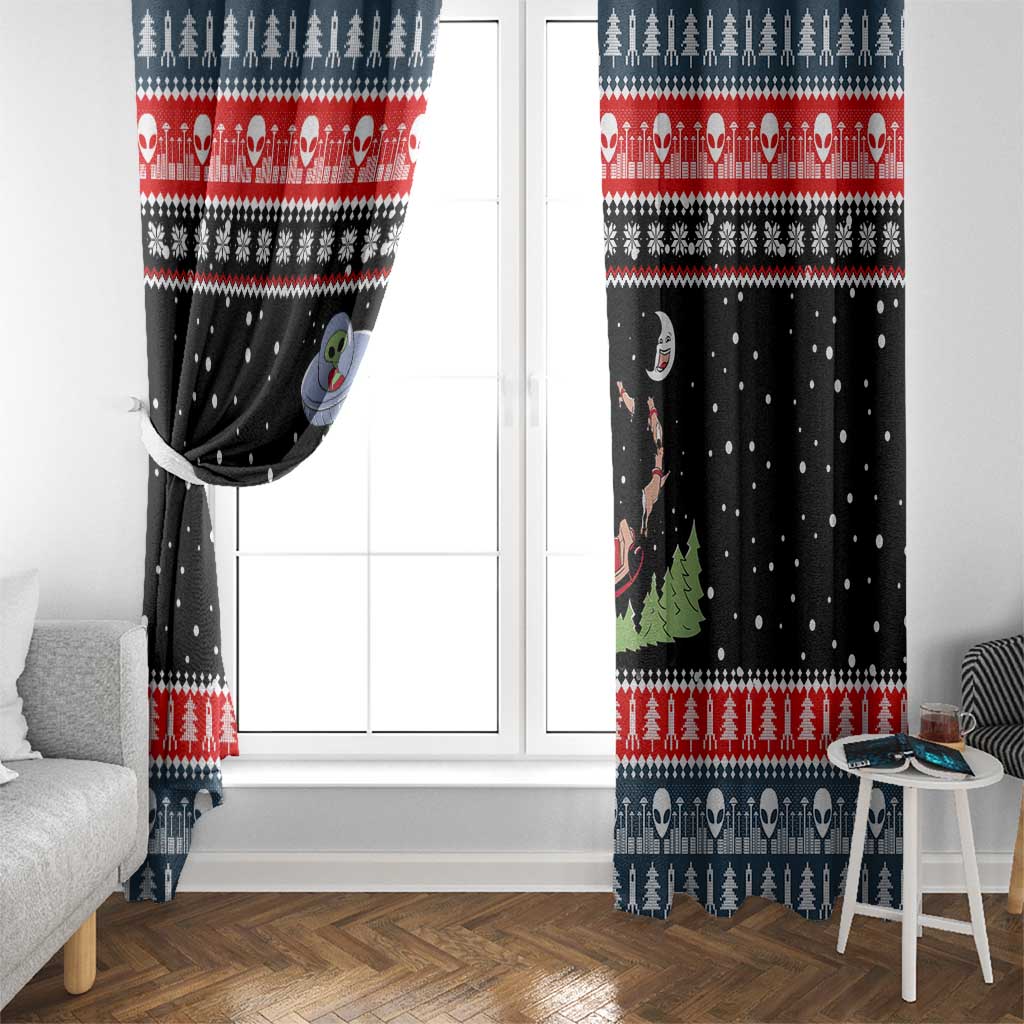 Alien Christmas Window Curtain Xmas Holiday Patterns - Wonder Print Shop