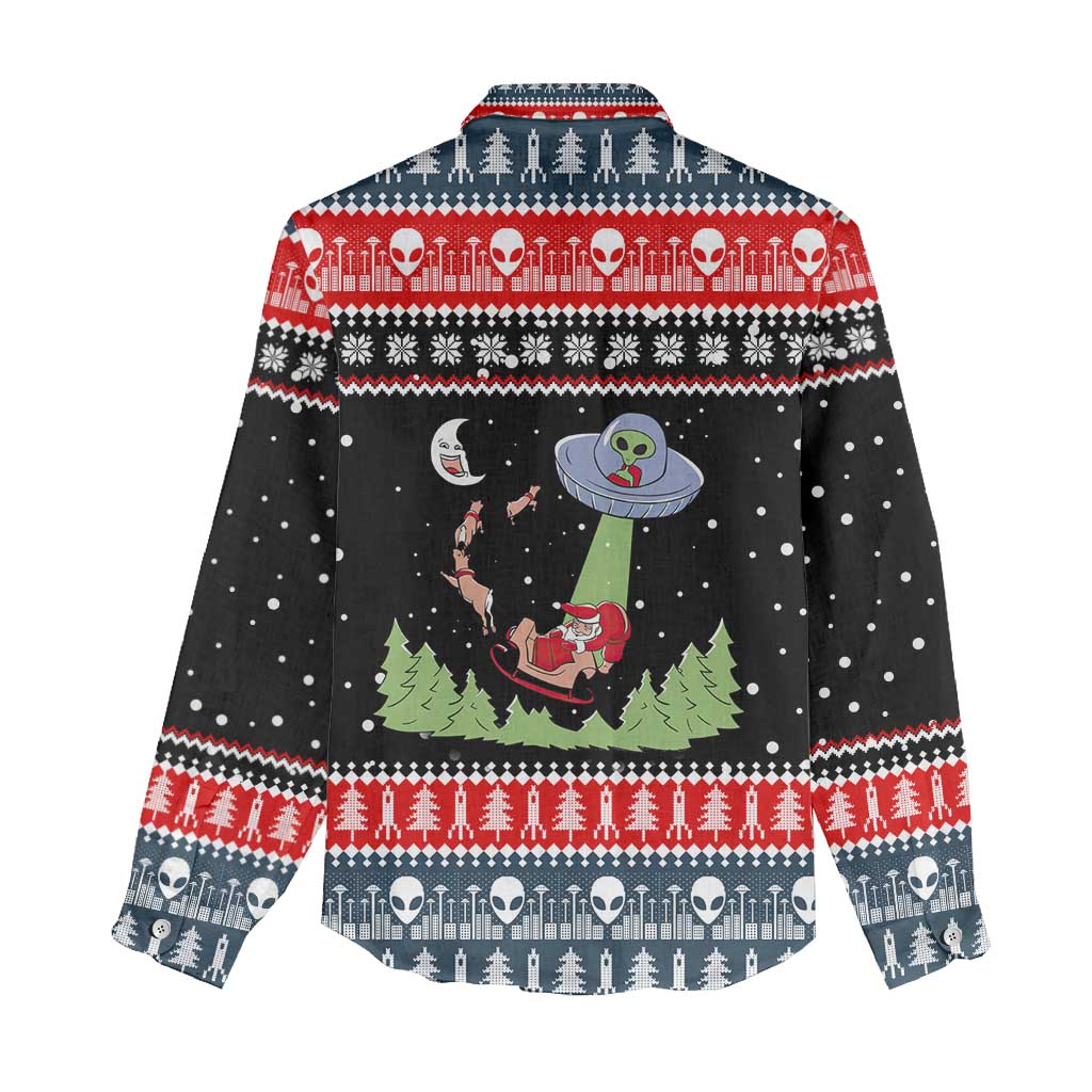 Alien Christmas Women Casual Shirt Xmas Holiday Patterns - Wonder Print Shop