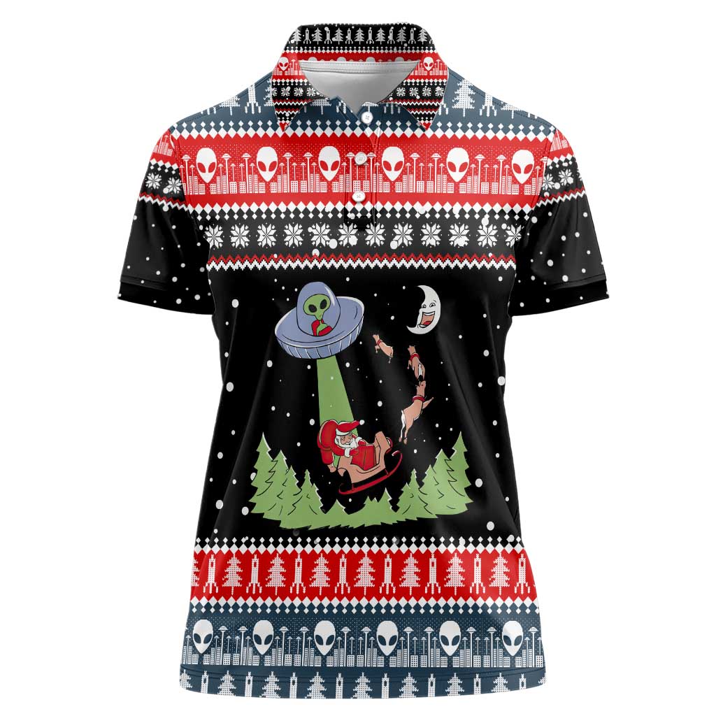 Alien Christmas Women Polo Shirt Xmas Holiday Patterns - Wonder Print Shop