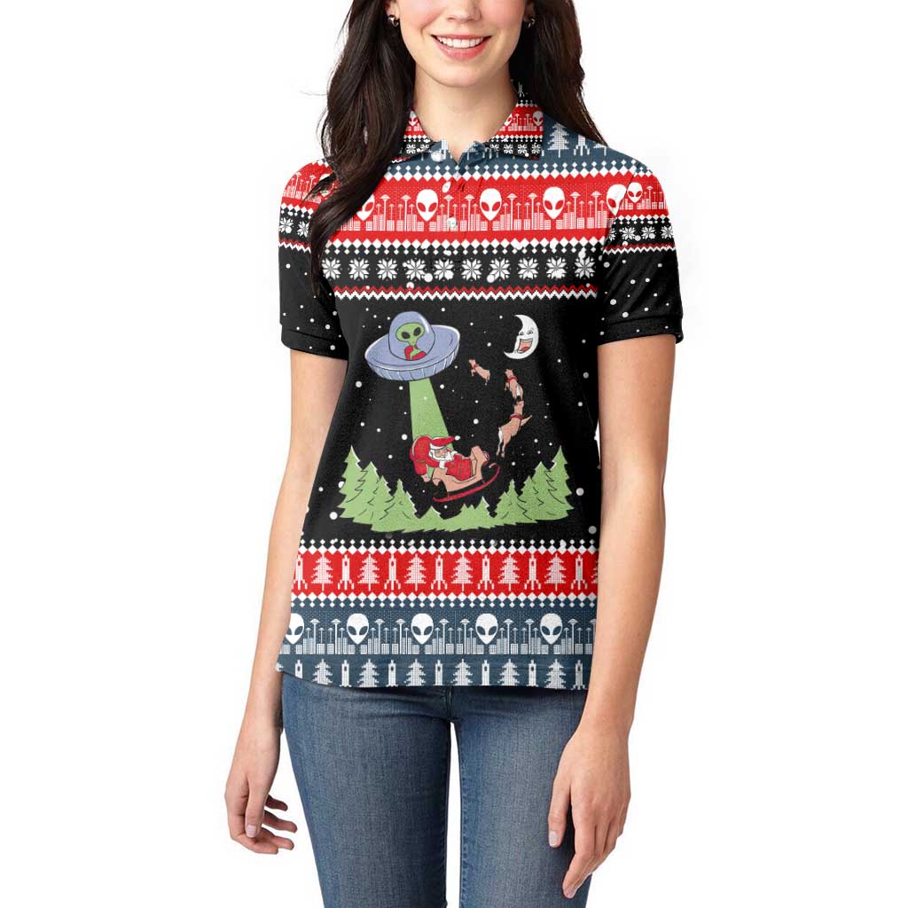 Alien Christmas Women Polo Shirt Xmas Holiday Patterns - Wonder Print Shop