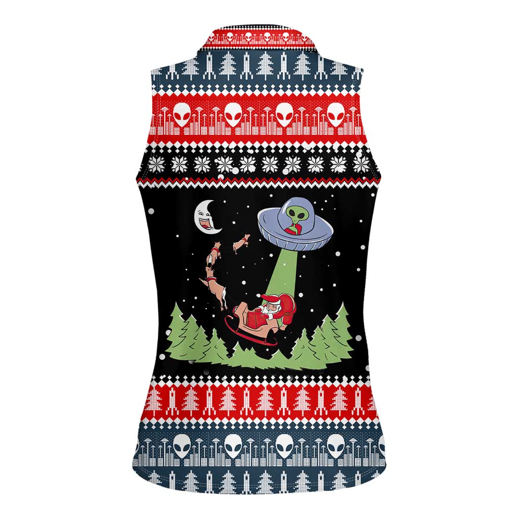Alien Christmas Women Sleeveless Polo Shirt Xmas Holiday Patterns - Wonder Print Shop