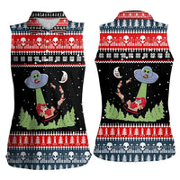 Alien Christmas Women Sleeveless Polo Shirt Xmas Holiday Patterns - Wonder Print Shop