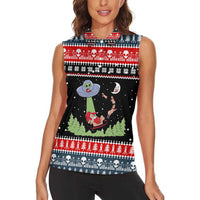 Alien Christmas Women Sleeveless Polo Shirt Xmas Holiday Patterns - Wonder Print Shop