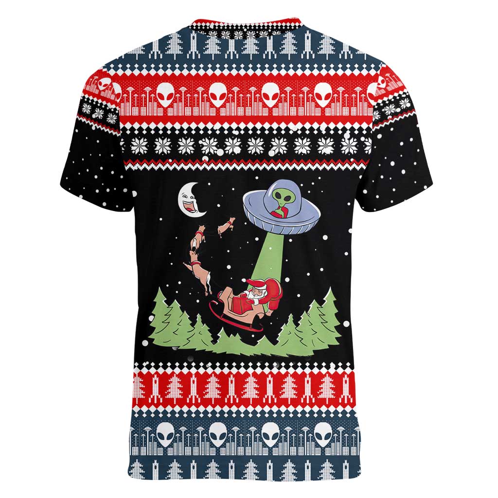Alien Christmas Women V-Neck T-Shirt Xmas Holiday Patterns - Wonder Print Shop