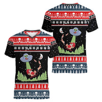 Alien Christmas Women V-Neck T-Shirt Xmas Holiday Patterns - Wonder Print Shop