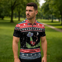 Alien Christmas Zipper Polo Shirt Xmas Holiday Patterns - Wonder Print Shop