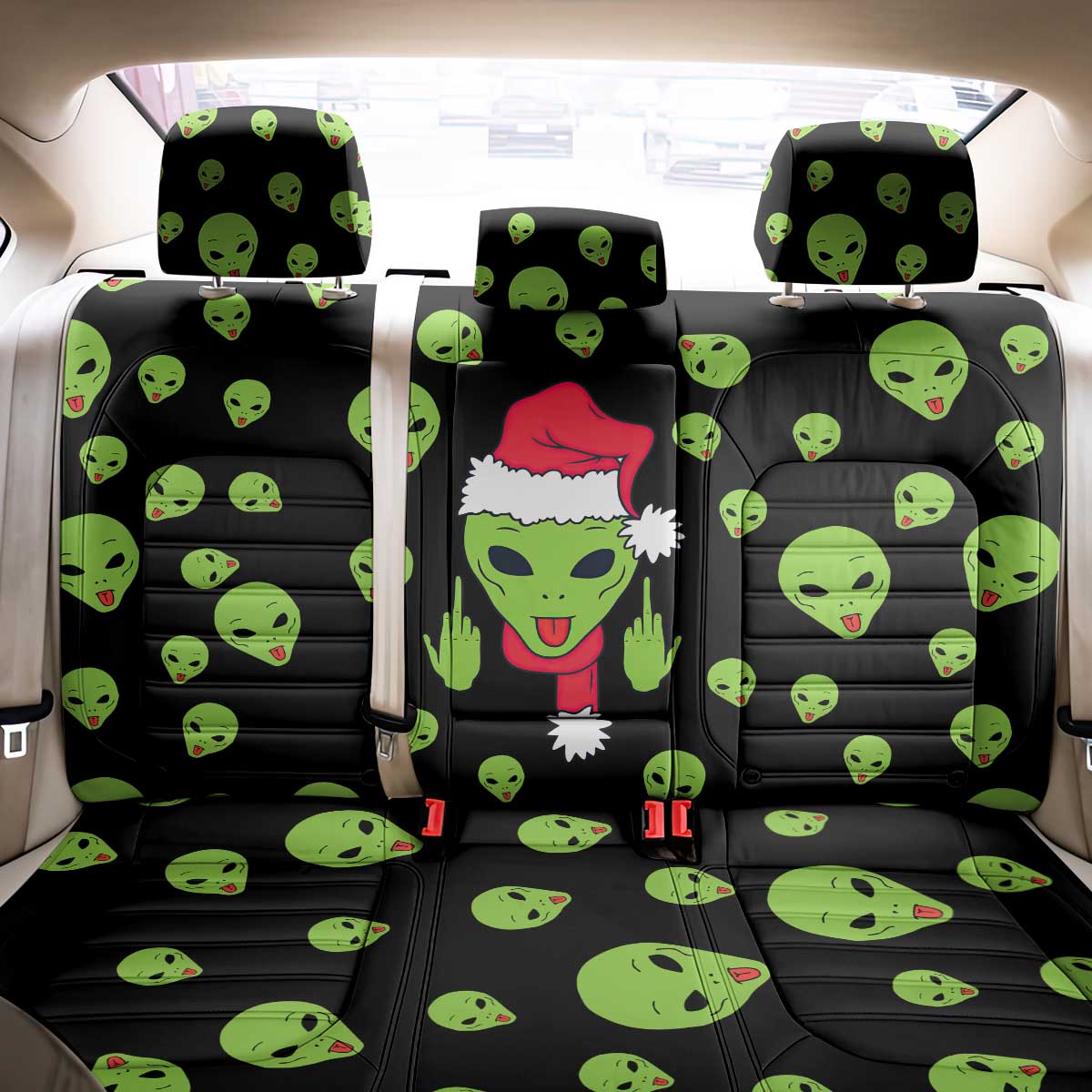 Alien Christmas Back Car Seat Cover Xmas Holiday Patterns - Wonder Print Shop