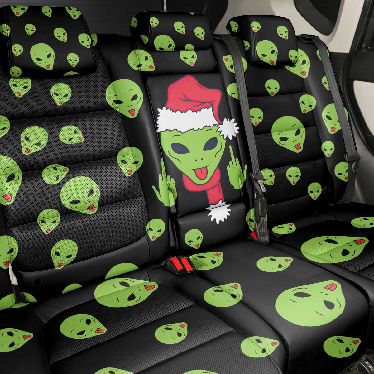 Alien Christmas Back Car Seat Cover Xmas Holiday Patterns - Wonder Print Shop