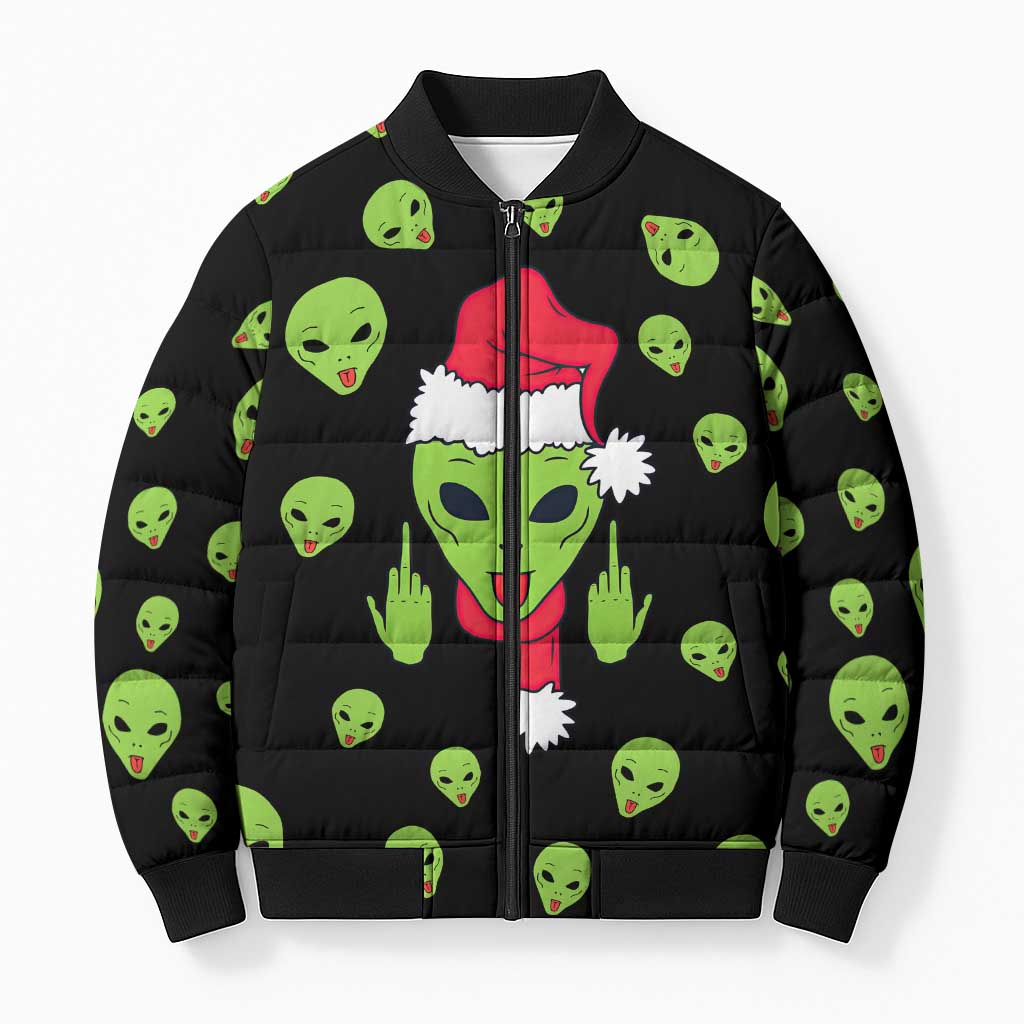 Alien Christmas Bomber Puffer Jacket Xmas Holiday Patterns - Wonder Print Shop