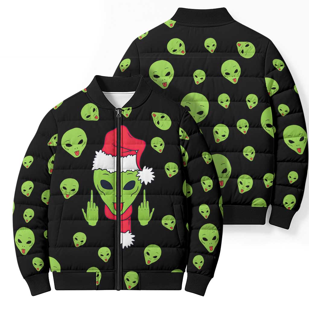 Alien Christmas Bomber Puffer Jacket Xmas Holiday Patterns - Wonder Print Shop