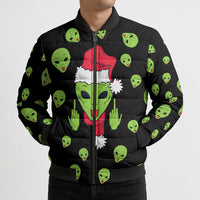 Alien Christmas Bomber Puffer Jacket Xmas Holiday Patterns - Wonder Print Shop