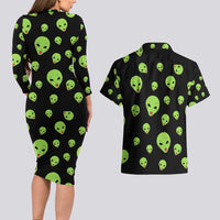 Alien Christmas Couples Matching Long Sleeve Bodycon Dress and Hawaiian Shirt Xmas Holiday Patterns - Wonder Print Shop