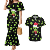Alien Christmas Couples Matching Mermaid Dress and Hawaiian Shirt Xmas Holiday Patterns - Wonder Print Shop