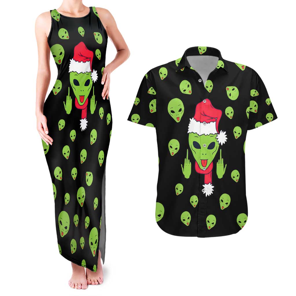 Alien Christmas Couples Matching Tank Maxi Dress and Hawaiian Shirt Xmas Holiday Patterns - Wonder Print Shop