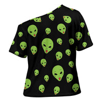 Alien Christmas Cross Shoulder Shirt Xmas Holiday Patterns - Wonder Print Shop