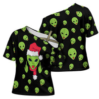 Alien Christmas Cross Shoulder Shirt Xmas Holiday Patterns - Wonder Print Shop
