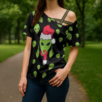 Alien Christmas Cross Shoulder Shirt Xmas Holiday Patterns - Wonder Print Shop