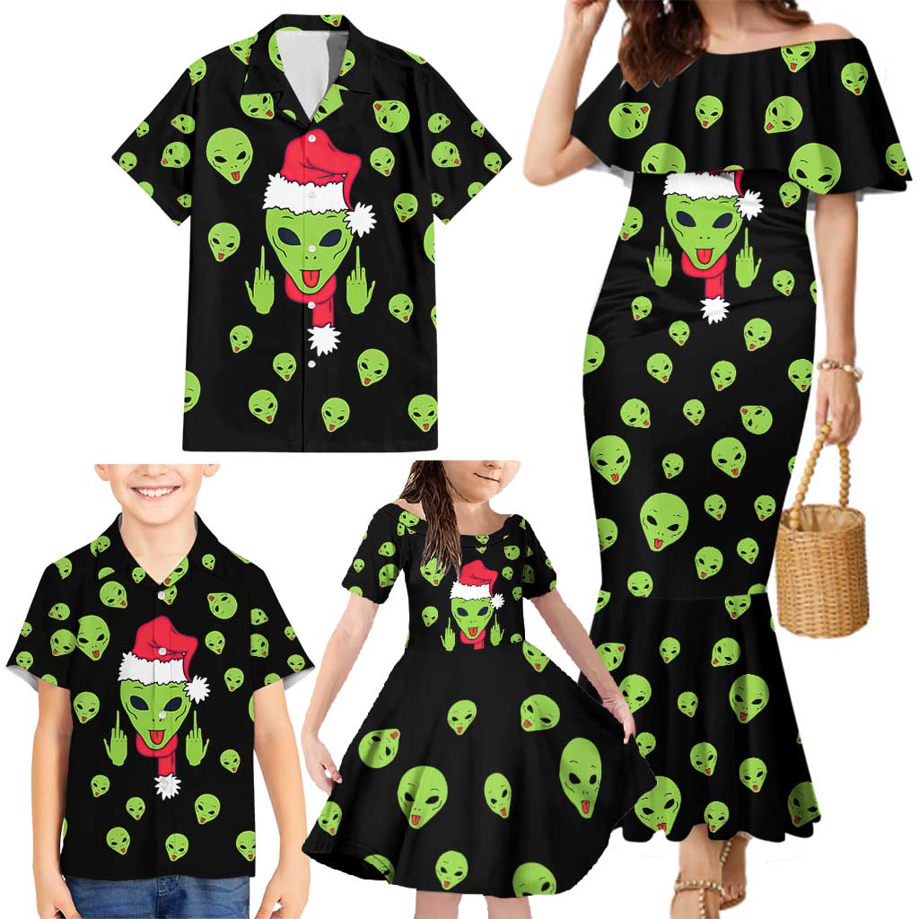 Alien Christmas Family Matching Mermaid Dress and Hawaiian Shirt Xmas Holiday Patterns - Wonder Print Shop