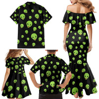Alien Christmas Family Matching Mermaid Dress and Hawaiian Shirt Xmas Holiday Patterns - Wonder Print Shop