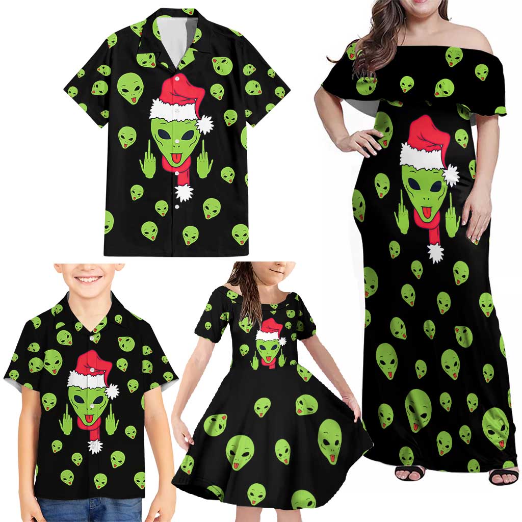 Alien Christmas Family Matching Off Shoulder Maxi Dress and Hawaiian Shirt Xmas Holiday Patterns - Wonder Print Shop