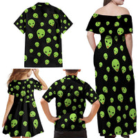 Alien Christmas Family Matching Off Shoulder Maxi Dress and Hawaiian Shirt Xmas Holiday Patterns - Wonder Print Shop