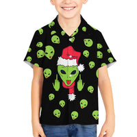 Alien Christmas Family Matching Off Shoulder Maxi Dress and Hawaiian Shirt Xmas Holiday Patterns - Wonder Print Shop