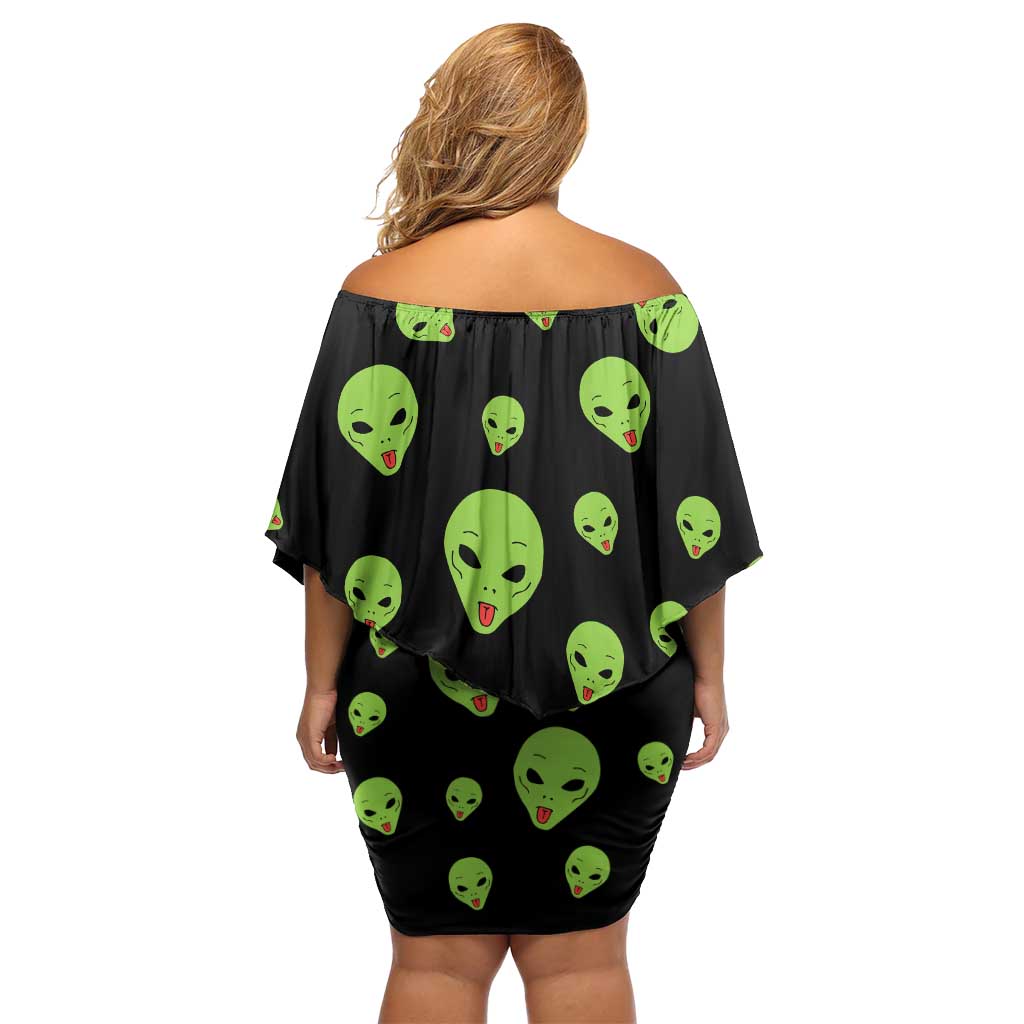 Alien Christmas Family Matching Off Shoulder Short Dress and Hawaiian Shirt Xmas Holiday Patterns - Wonder Print Shop