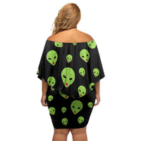 Alien Christmas Family Matching Off Shoulder Short Dress and Hawaiian Shirt Xmas Holiday Patterns - Wonder Print Shop