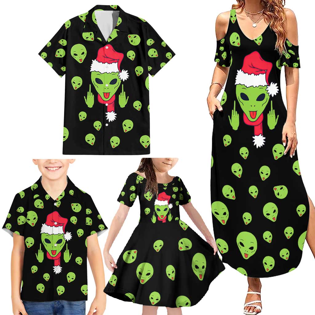Alien Christmas Family Matching Summer Maxi Dress and Hawaiian Shirt Xmas Holiday Patterns - Wonder Print Shop