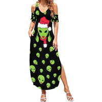 Alien Christmas Family Matching Summer Maxi Dress and Hawaiian Shirt Xmas Holiday Patterns - Wonder Print Shop