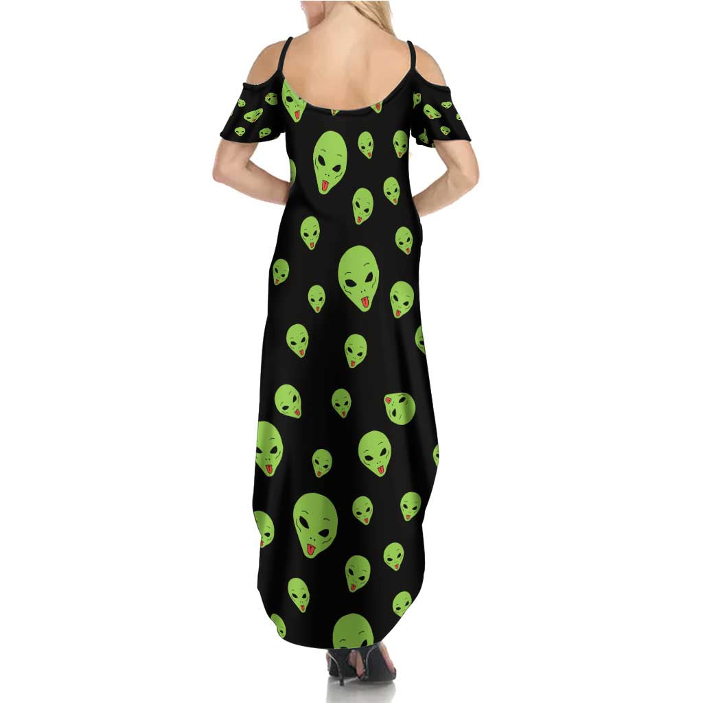 Alien Christmas Family Matching Summer Maxi Dress and Hawaiian Shirt Xmas Holiday Patterns - Wonder Print Shop