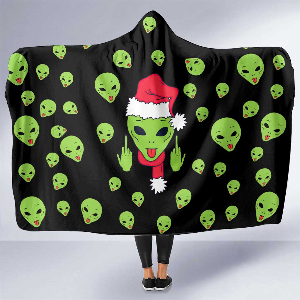 Alien Christmas Hooded Blanket Xmas Holiday Patterns - Wonder Print Shop