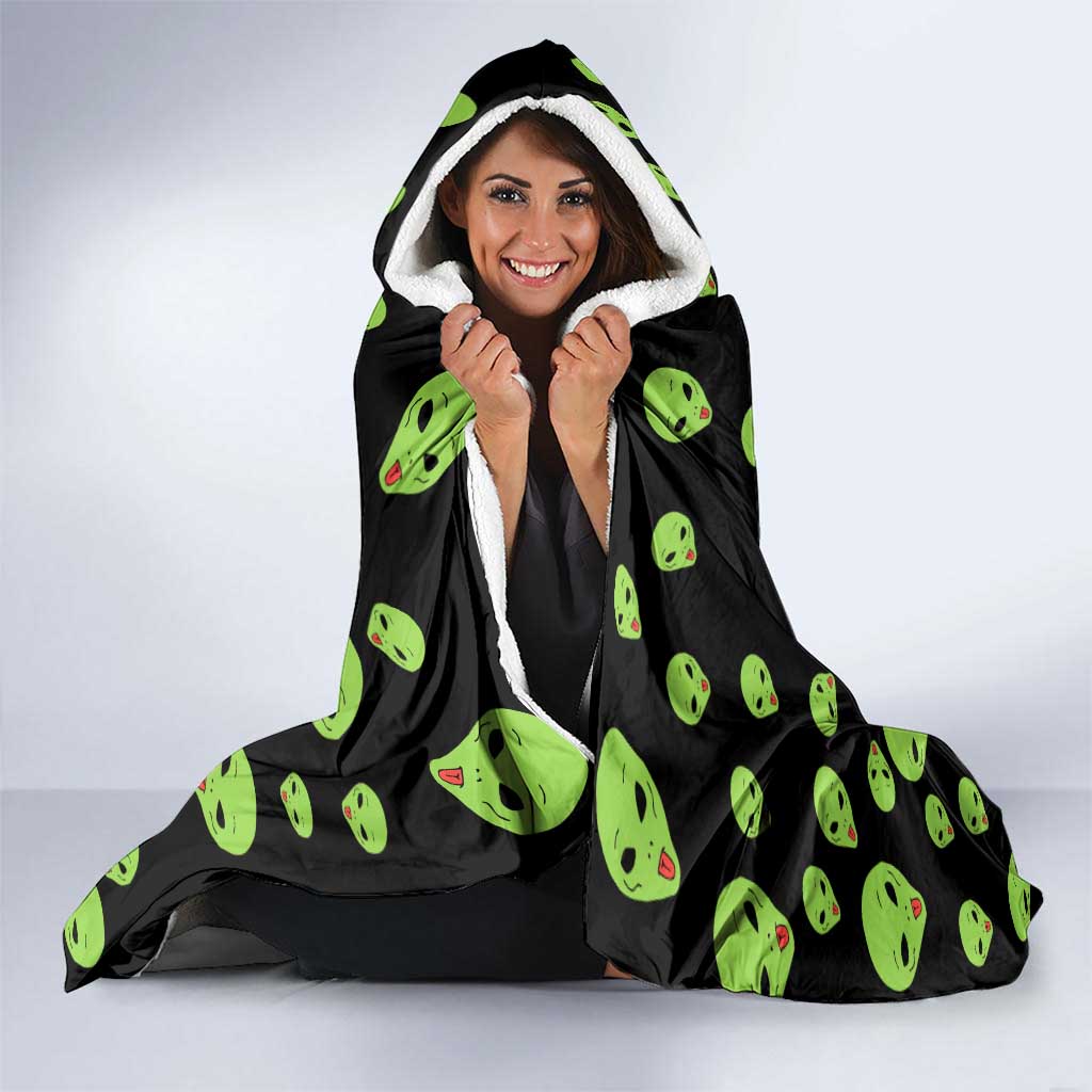 Alien Christmas Hooded Blanket Xmas Holiday Patterns - Wonder Print Shop